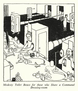 Scham-Toilettenkästen für diejenigen, die sich einen Gemeinschafts-Umkleideraum teilen von William Heath Robinson