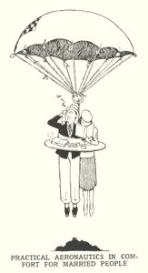 Praktische Luftfahrt in Komfort für verheiratete Menschen (Lithografie) von William Heath Robinson