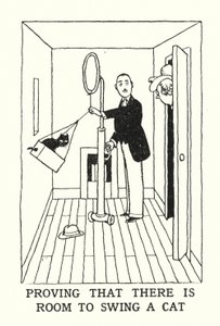 Beweis, dass es Platz gibt, eine Katze zu schwingen (Lithografie) von William Heath Robinson