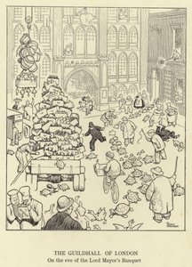 Die Guildhall von London, am Vorabend des Banketts des Lord Mayor von William Heath Robinson