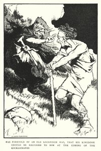 Es wurde von einer alten Lourpidon-Hexe vorhergesagt, dass sein Königreich bei der Ankunft der Cocklicranes wiederhergestellt werden sollte von William Heath Robinson