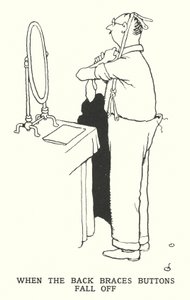 Wenn die Knöpfe der Rückenstütze abfallen (Lithografie) von William Heath Robinson