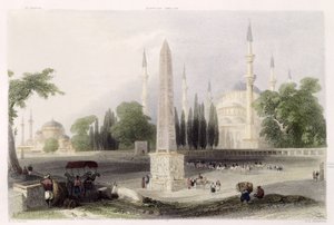Ein ägyptischer Obelisk im Atmeidan oder Hippodrom, Istanbul, graviert von G.K. Richardson, ca. 1850