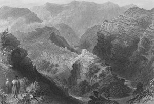 Burg bei Djouni, Libanongebirge von William Henry Bartlett