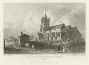 Ostansicht der Kirche von Rayleigh, Essex von William Henry Bartlett
