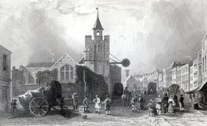 High St. mit der Kirche St. Nicholas, Colchester, Essex, graviert von Charles Mottram, 1831 von William Henry Bartlett