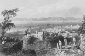 Rhodos, das antike Dodanim, mit dem Kanal zwischen der Insel und Kleinasien von William Henry Bartlett