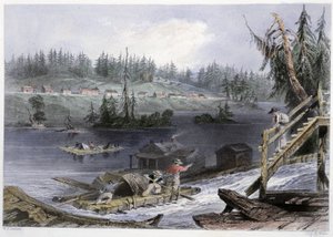 Holztransport zu „les Chats“ - in „Canadian scenery illustrated“ von Bartlett W. H.