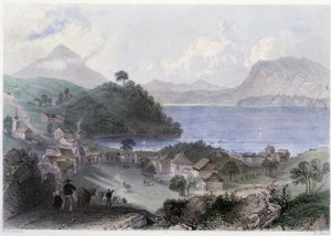 Ansicht von Georgeville und seinem See - in „Canadian Scenery Illustrated“ von William Henri Barlett, herausgegeben von George Virtue von William Henry Bartlett