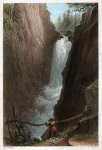 Wasserfälle der Aar im Aar-Gotthard-Massiv, Schweizer Alpen (Gravur) von William Henry Bartlett