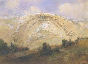 Gefaltete Schichten, ein großes geologisches Gewölbe, Colorado, 1874 von William Henry Holmes