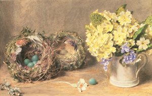 Frühlingsblumen und Vogelnester, ca. 1830