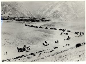 Pioniere sammeln Einwanderer vom Bahnhof und führen sie nach Salt Lake City der Mormonen von William Henry Jackson
