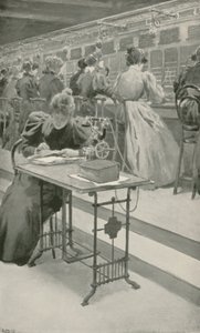 Bei der Arbeit in einem Telefonraum von William Henry Margetson