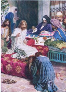 Maria und die Alabasterbox, aus Das Bibelbilderbuch, veröffentlicht von Thomas Nelson, ca. 1950 von William Henry Margetson