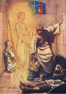 Petrus aus dem Gefängnis befreit, aus Das Bibelbilderbuch, veröffentlicht von Thomas Nelson, ca. 1950 von William Henry Margetson