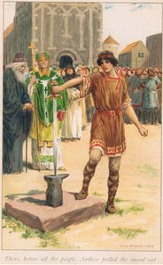 Dort vor allen Leuten zog Arthur das Schwert aus dem Stein von William Henry Margetson