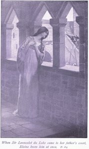 Als Sir Launcelot du Lake an den Hof ihres Vaters kam, erkannte Elaine ihn sofort von William Henry Margetson
