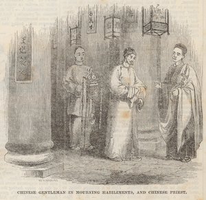 Chinesischer Herr in Trauerkleidung und chinesischer Priester von William Henry Prior