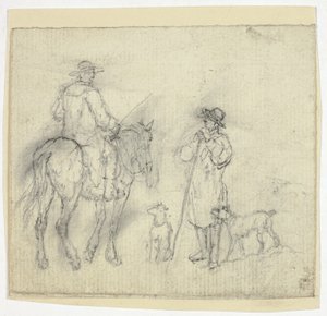 Mann mit Hunden und ein anderer zu Pferd von William Henry Pyne