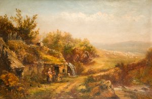 Hütte und Mühlrad