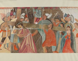 Station des Kreuzwegs Nr. 5: Jesus wird beim Tragen seines Kreuzes unterstützt, ca. 1936