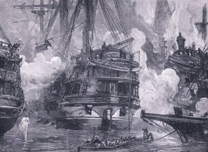 Die Schlacht von Navarino 1828 (Lithographie) von William Heysham (after) Overend