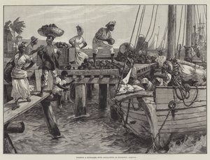 Beladen eines Schoners mit Kokosnüssen in Kingston, Jamaika von William Heysham Overend