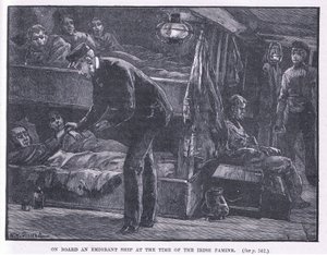 An Bord eines Auswandererschiffs zur Zeit der irischen Hungersnot 1846