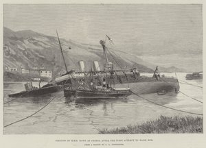 Position der HMS Howe in Ferrol nach dem ersten Versuch, sie zu heben von William Heysham Overend