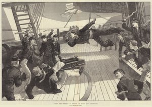 Schleudere den Affen! Eine Skizze an Bord der HMS Inconstant von William Heysham Overend