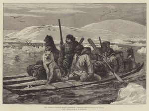 Die amerikanische Franklin-Suchexpedition, Überquerung der Simpsonstraße in Kajaks von William Heysham Overend
