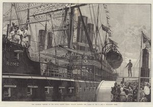 Die Kolonialbesucher an den Royal Albert Docks, Malaien bemannen die Masten des P und O Dampfschiffs Rom