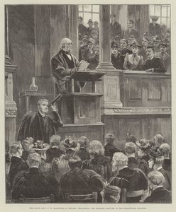 Der ehrenwerte W. E. Gladstone in Oxford, hält die Romanes Lecture im Sheldonian Theatre von William Heysham Overend