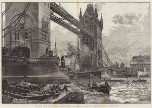 Der Tower Bridge, die über die Themse errichtet werden soll, Grundsteinlegung durch den Prinzen von Wales am letzten Montag von William Heysham Overend