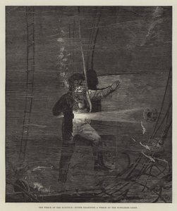 Das Wrack der Eurydice, Taucher untersuchen ein Wrack im Unterwasserlicht