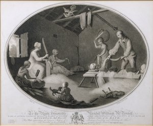 Die übliche Methode des Beetlings, Scutchings und Hacklings des Flachses, Tafel IV aus 