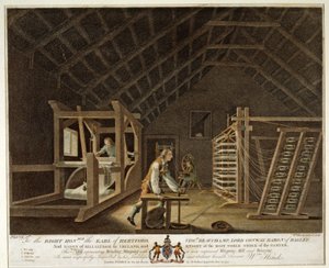 Wickeln, Schären mit einer neuen verbesserten Schärmühle und Weben, Platte VII der Leinenmanufaktur von Irland, 1791