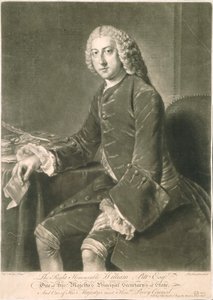 William Pitt, Hauptstaatssekretär, graviert von Richard Houston (1721-75) von William Hoare