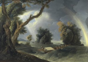 Sturm am Ganges, mit Mrs. Hastings in der Nähe der Colgon-Felsen, ca. 1790 von William Hodges