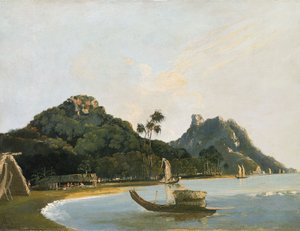 Ansicht eines Teils des Owharre [Fare] Hafens, Insel Huahine von William Hodges