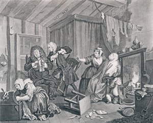 Der Lebensweg einer Dirne, Tafel Fünf: Stirbt, während die Ärzte streiten, 1732