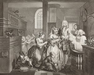 Der Weg eines Liederlichen, Blatt 5: Tom Rakewell heiratet eine reiche Alte