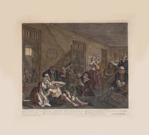 Der Lebensweg eines Wüstlings, Platte 8: Im Irrenhaus, ca. 1735 von William Hogarth