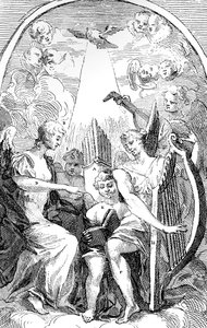 Eine Satire auf das Altarbild von Kent in der St. Clement Danes Kirche, Westminster, 1725
