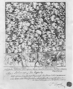 Charaktere und Karikaturen, veröffentlicht im April 1743