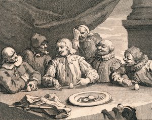 Christoph Kolumbus knackt das Ei, 1753 von William Hogarth