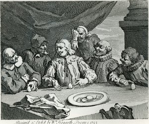 Kolumbus bricht das Ei, 1753 von William Hogarth