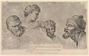 Vier Köpfe aus den Raphael-Kartons in Hampton Court, 14. Mai 1781 von William Hogarth