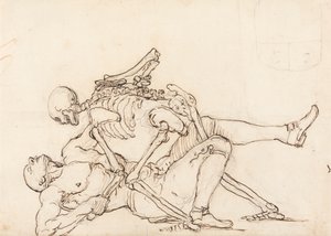 George Taylors Epitaph: Der Tod gibt George Taylor einen Cross Buttock von William Hogarth